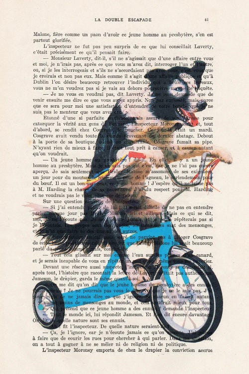 Doggy On Bicycle by Coco de Paris wall art