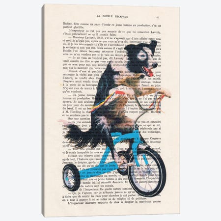 Doggy On Bicycle Canvas Print #COC436} by Coco de Paris Canvas Art