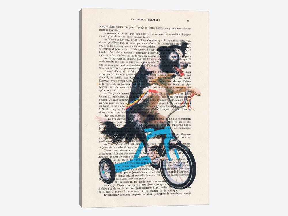 Doggy On Bicycle by Coco de Paris 1-piece Canvas Print