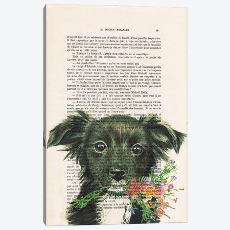 Doggy With Flowers Canvas Print #COC437} by Coco de Paris Canvas Artwork