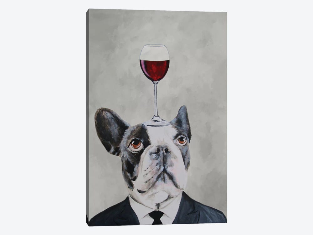 French Bulldog With Wineglass by Coco de Paris 1-piece Canvas Print