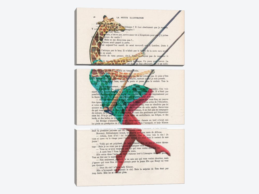 Swinging Giraffe by Coco de Paris 3-piece Canvas Art Print