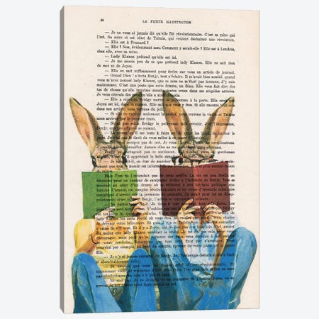Reading Rabbits Canvas Print #COC442} by Coco de Paris Canvas Wall Art