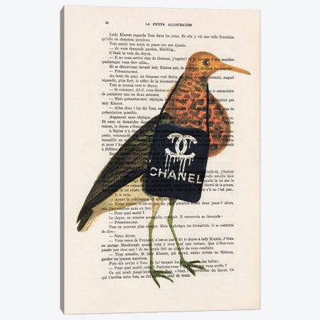 Bird With Fashion Bag Canvas Print #COC443} by Coco de Paris Canvas Artwork