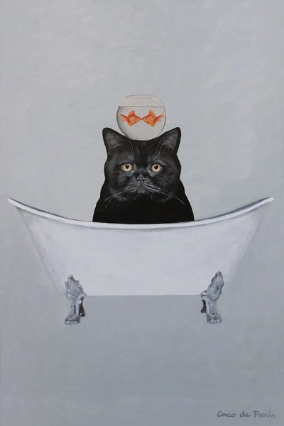 Goldfish: Black Cat In Bathtub by Coco de Paris