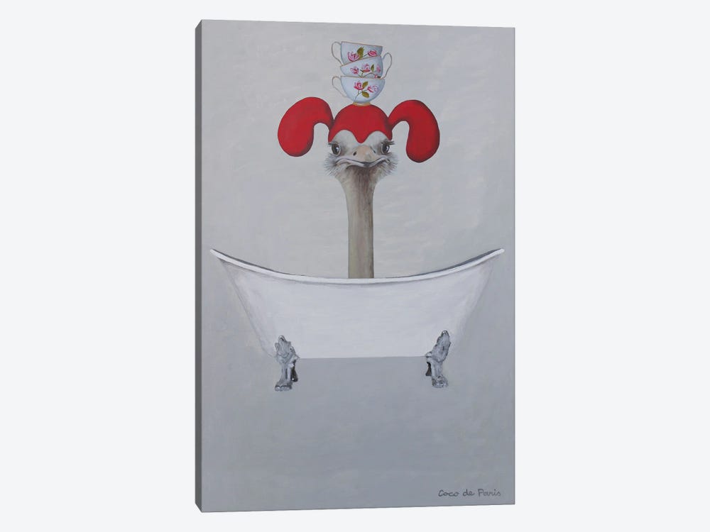 Ostrich In Bathtub by Coco de Paris 1-piece Canvas Art