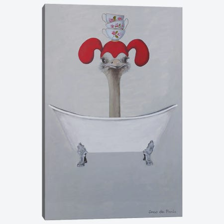 Ostrich In Bathtub Canvas Print #COC451} by Coco de Paris Canvas Print