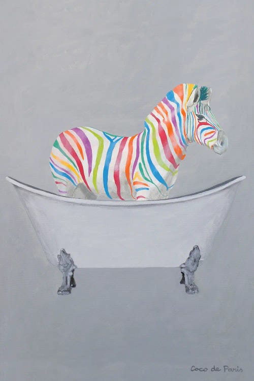 Rainbow Zebra In Bathtub