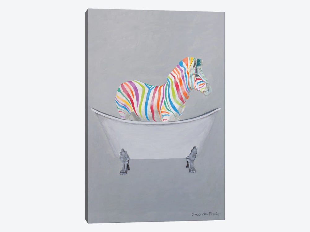Rainbow Zebra In Bathtub by Coco de Paris 1-piece Art Print
