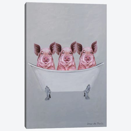Pigs In A Bathtub Canvas Print #COC454} by Coco de Paris Canvas Wall Art