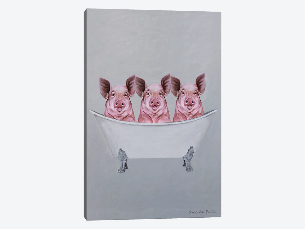 Pigs In A Bathtub by Coco de Paris 1-piece Canvas Print