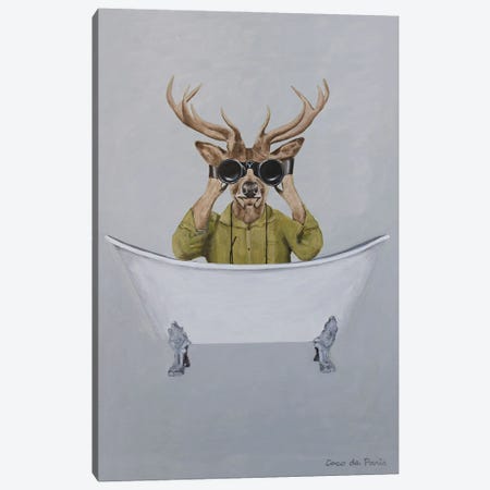 Deer In Bathtub Canvas Print #COC455} by Coco de Paris Canvas Wall Art