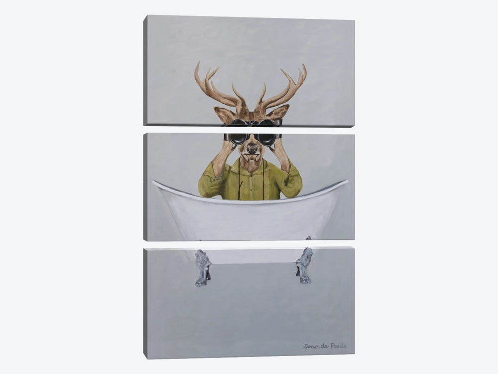 Deer In Bathtub by Coco de Paris 3-piece Canvas Art