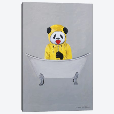 Panda With Lollipop In Bathtub Canvas Print #COC457} by Coco de Paris Canvas Art