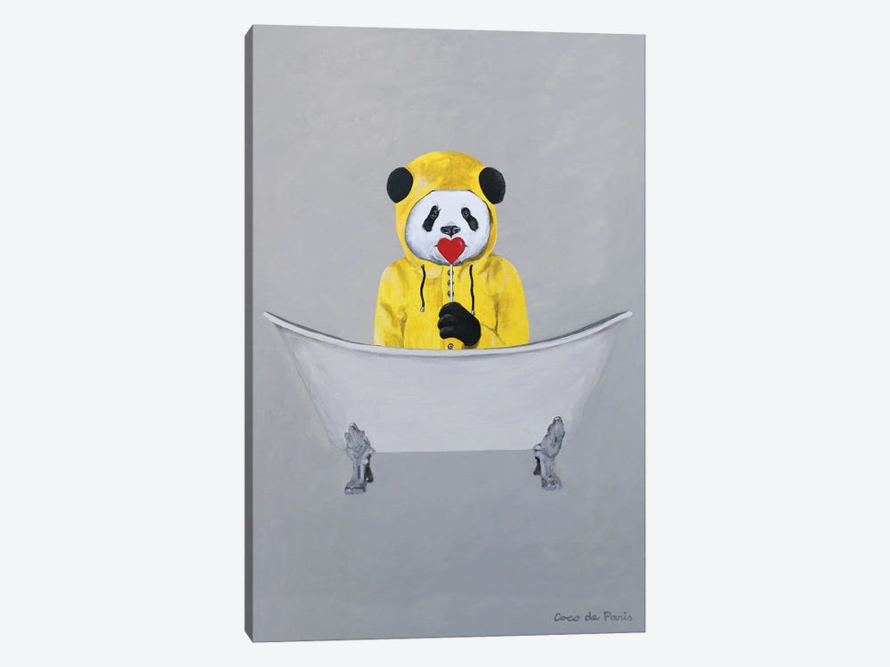 Panda With Lollipop In Bathtub by Coco de Paris 1-piece Canvas Art