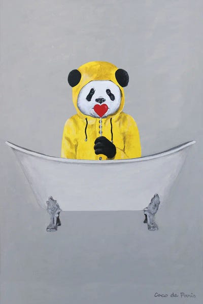 Pandas: Panda With Lollipop In Bathtub by Coco de Paris