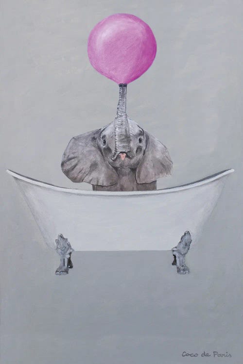 Elephant With Bubblegum In Bathtub