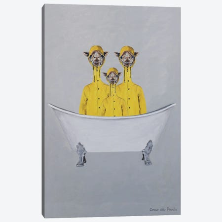 Giraffes In Raincoats In Bathtub Canvas Print #COC459} by Coco de Paris Canvas Print