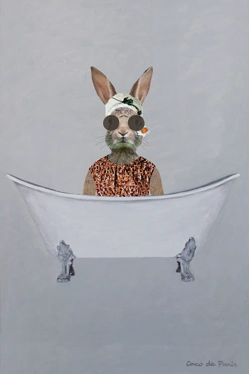 Vintage Rabbit In Bathtub