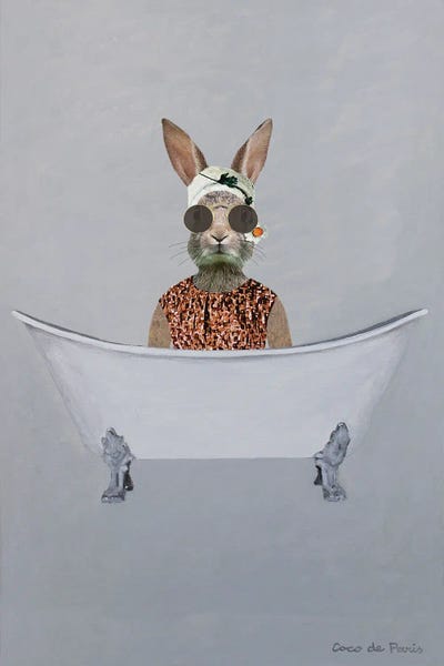 Vintage Rabbit In Bathtub
