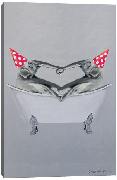 Party Elephants In Bathtub Canvas Art Print - Coco de Paris