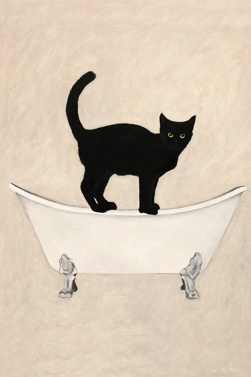 Black Cat On Bathtub by Coco de Paris wall art