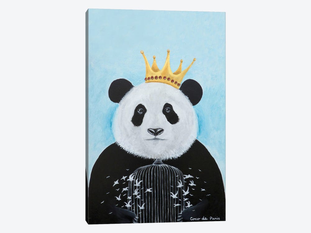 Panda With Birdcage by Coco de Paris 1-piece Canvas Art