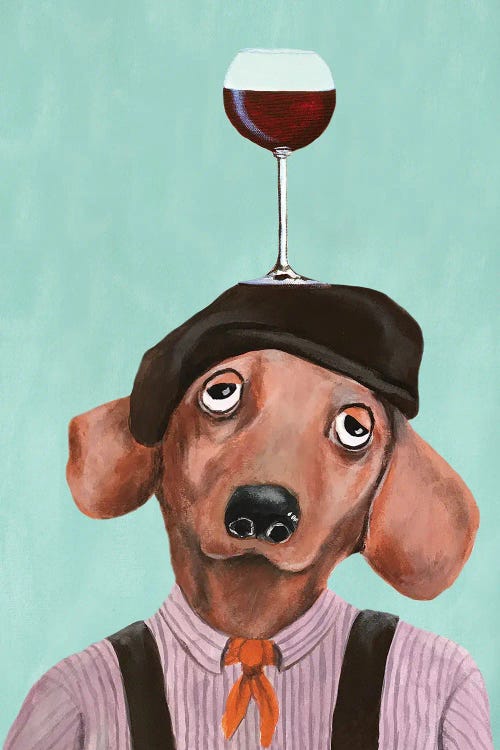 French Dachshund With Wineglass