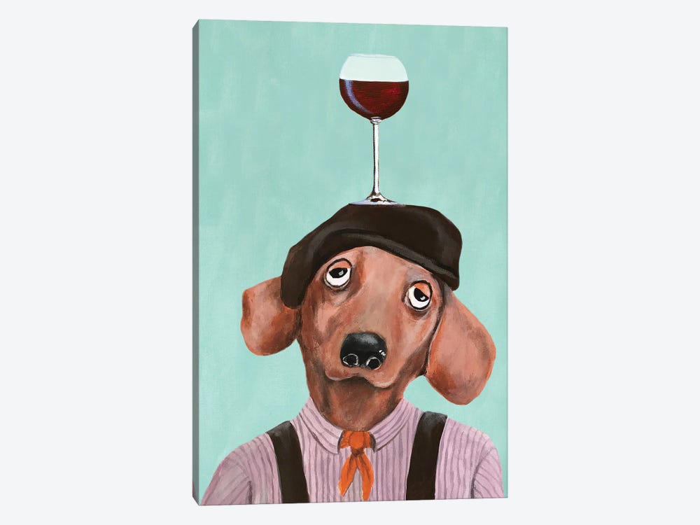 French Dachshund With Wineglass by Coco de Paris 1-piece Art Print