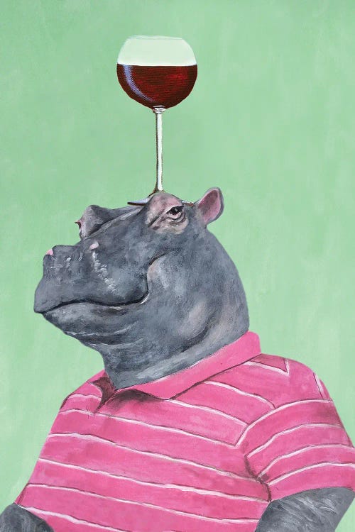 Hippo With Wineglass