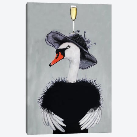 Swan With Champagne Glass Canvas Print #COC469} by Coco de Paris Canvas Art