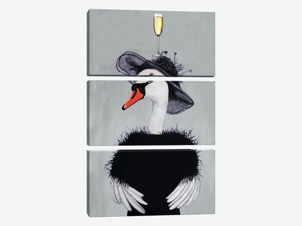 Swan With Champagne Glass by Coco de Paris 3-piece Art Print