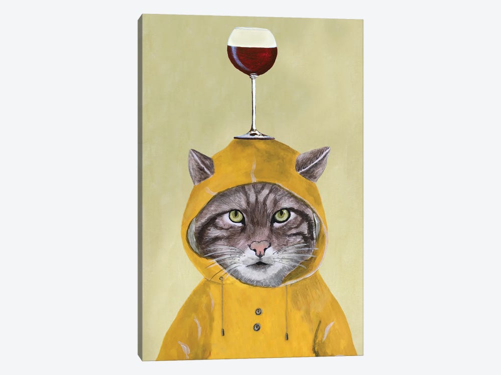 Cat With Raincoat And Wineglass by Coco de Paris 1-piece Art Print