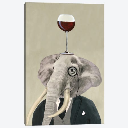 Elephant And Wineglass Canvas Print #COC473} by Coco de Paris Canvas Print