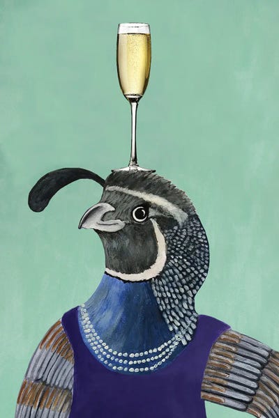 Quails: Quail With Champagne Glass by Coco de Paris