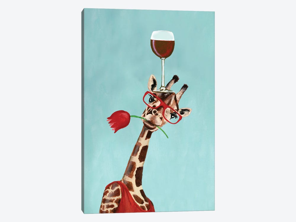 Giraffe With Wineglass by Coco de Paris 1-piece Canvas Wall Art