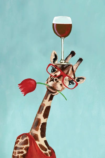 Giraffes: Giraffe With Wineglass by Coco de Paris