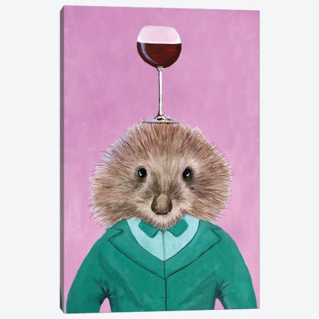 Porcupine With Wineglass Canvas Print #COC476} by Coco de Paris Canvas Art