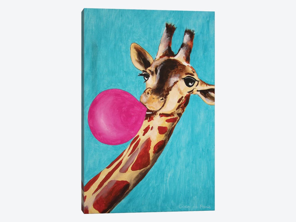 Giraffe With Bubblegum Canvas Art Print by Coco de Paris | iCanvas