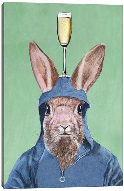 Rabbit With Champagne Glass Canvas Art Print - Champagne Art
