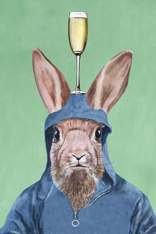Rabbit With Champagne Glass by Coco de Paris wall art