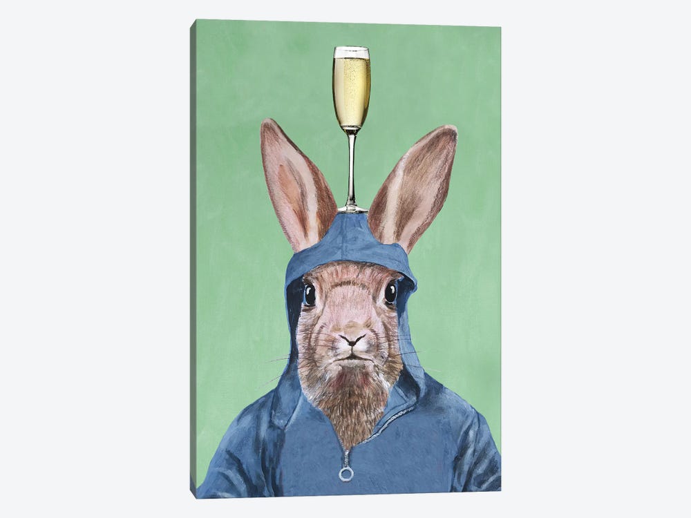 Rabbit With Champagne Glass by Coco de Paris 1-piece Canvas Wall Art