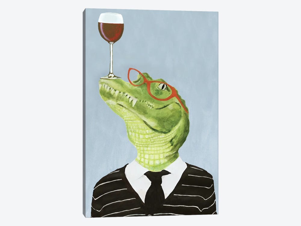 Alligator With Wineglass by Coco de Paris 1-piece Canvas Art Print
