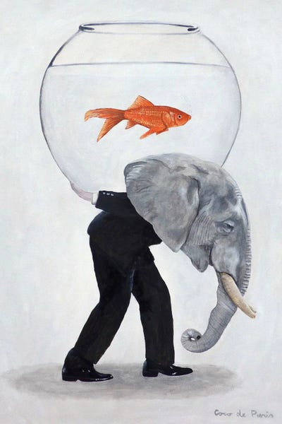 Coco de Paris: Elephant Carrying Fishbowl by Coco de Paris