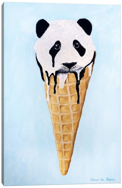 Ice Cream Panda Canvas Art Print - Ice Cream & Popsicle Art