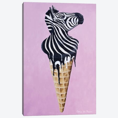 Ice Cream Zebra Canvas Print #COC487} by Coco de Paris Art Print