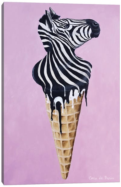 Ice Cream Zebra Canvas Art Print - Zebra Art