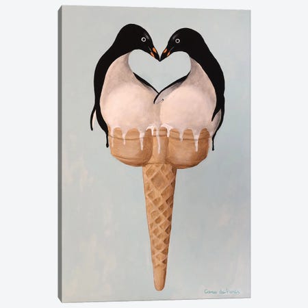 Ice Cream Penguin Love Canvas Print #COC488} by Coco de Paris Canvas Art
