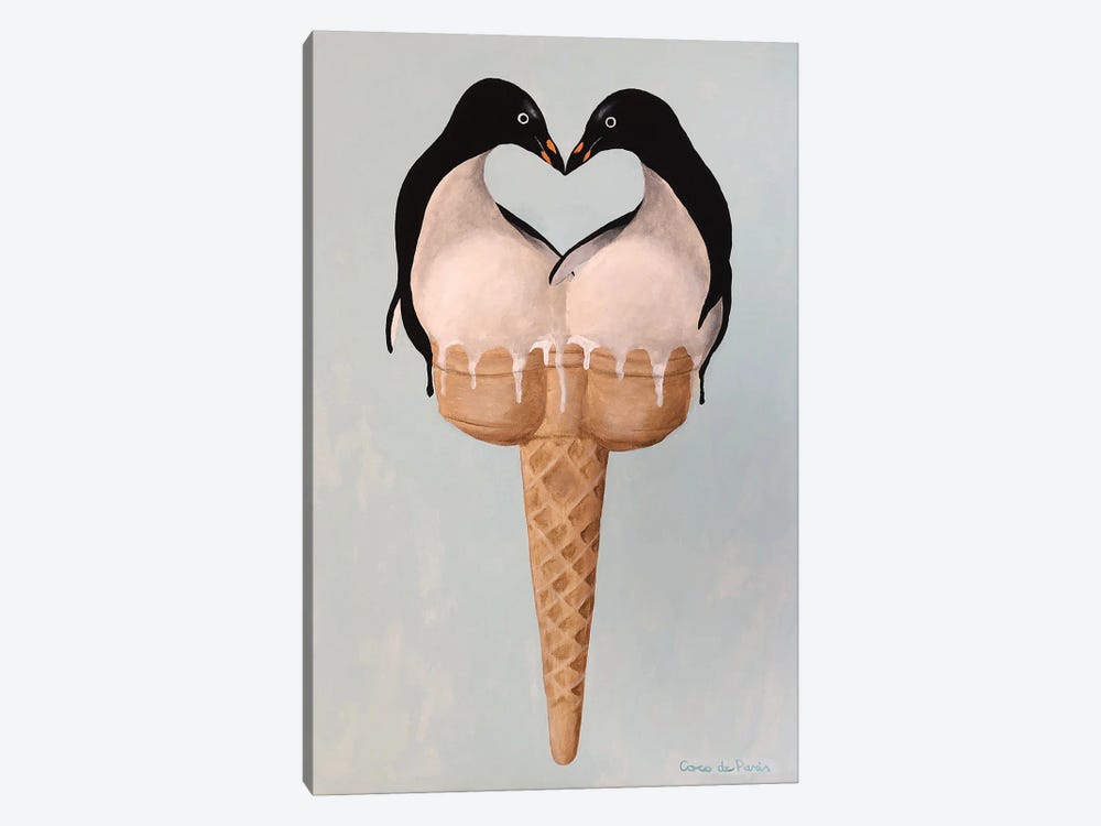 Ice Cream Penguin Love by Coco de Paris 1-piece Canvas Artwork