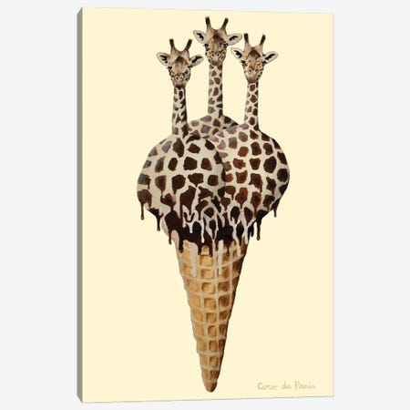 Ice Cream Giraffes Canvas Print #COC489} by Coco de Paris Canvas Art